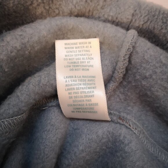 Togo Drawstring High Neck Blue Fleece Fringed Ends Poncho - Picture 7 of 7